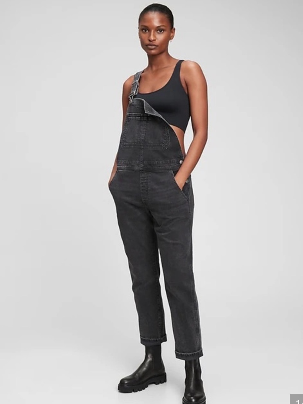 GAP Washed Black Denim Women's Overalls Small 100% Cotton Utilitycore